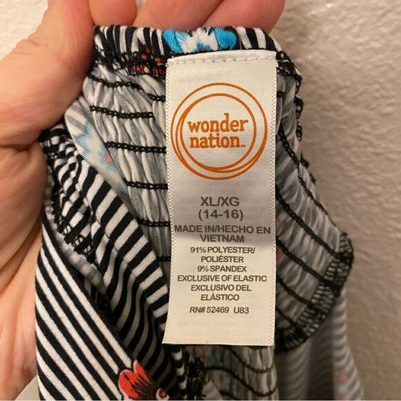 Wonder Nation Striped Jumpsuit floral Romper bodysuit stretchy jersey XL 14/16 - Picture 11 of 11